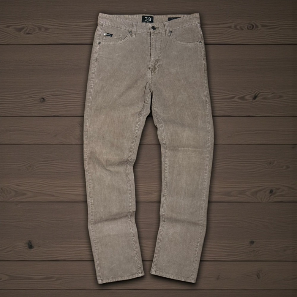 RVCA Corduroy Pants Men's‎ 28 Brown Dagger Fit Stretch Straight Leg Skate Style